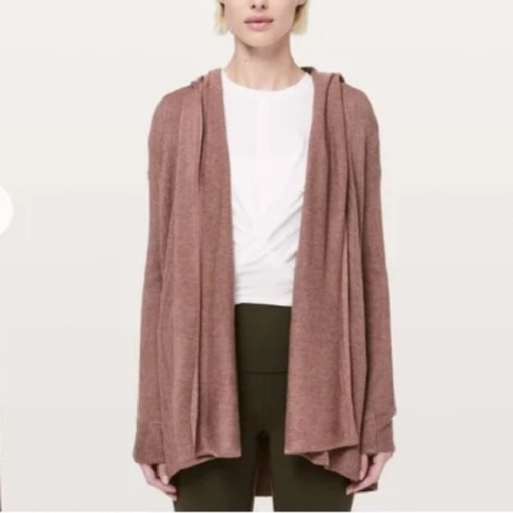Lululemon Cardigan Open Sweater Hooded Cozy Wrap Pink color size Small 4